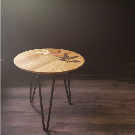 Image 1 of Table d'appoint Bjorn Woodwork avec incrustation en bois