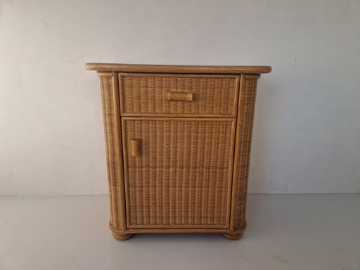 Vintage Boho Rattan Cabinet