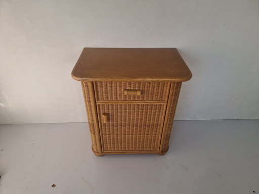 Vintage Boho Rattan Cabinet