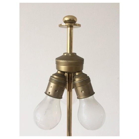 Image 1 of Lampada da terra vintage in ottone con paralume, 1970