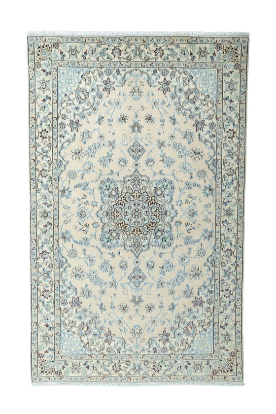 Image 1 of Hand-knotted Nain 9 La With Silk Oriental Rug - 203 X 126 Cm