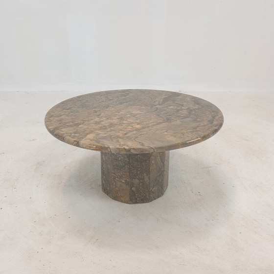 Image 1 of Vintage round Italian marble coffee table, 1980s