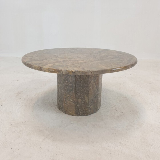 Image 1 of Vintage round Italian marble coffee table, 1980s