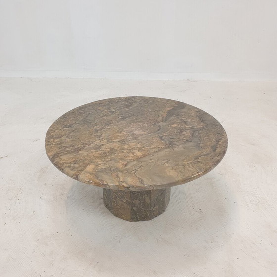 Image 1 of Vintage round Italian marble coffee table, 1980s