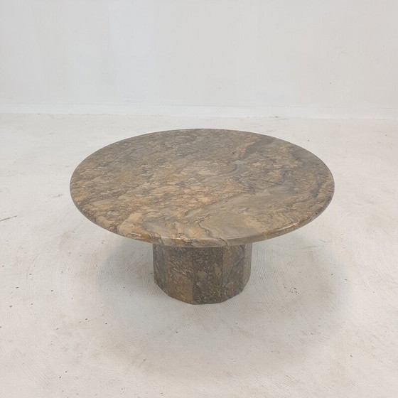 Image 1 of Vintage round Italian marble coffee table, 1980s