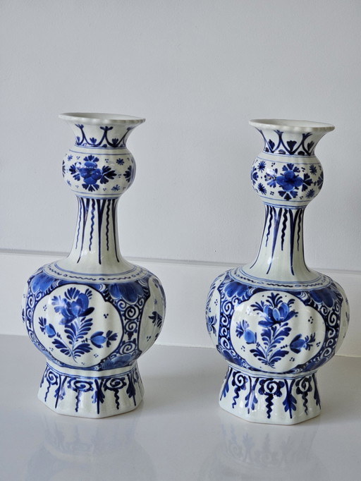 2x De Porceleyne Fles Delft vases à boutons