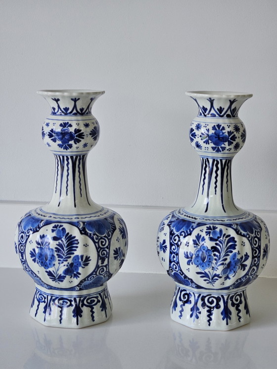 Image 1 of 2x De Porceleyne Fles Delft button vases