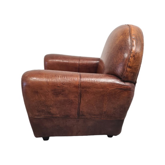 Image 1 of Art Deco Style Sheepskin Leather Armchair