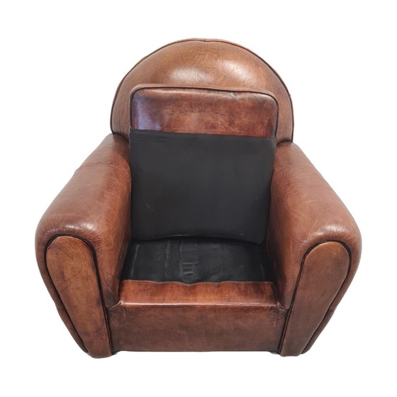 Image 1 of Art Deco Style Sheepskin Leather Armchair