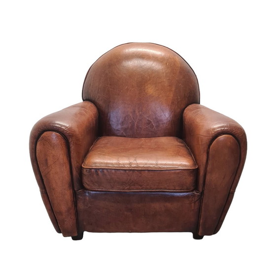 Image 1 of Art Deco Style Sheepskin Leather Armchair