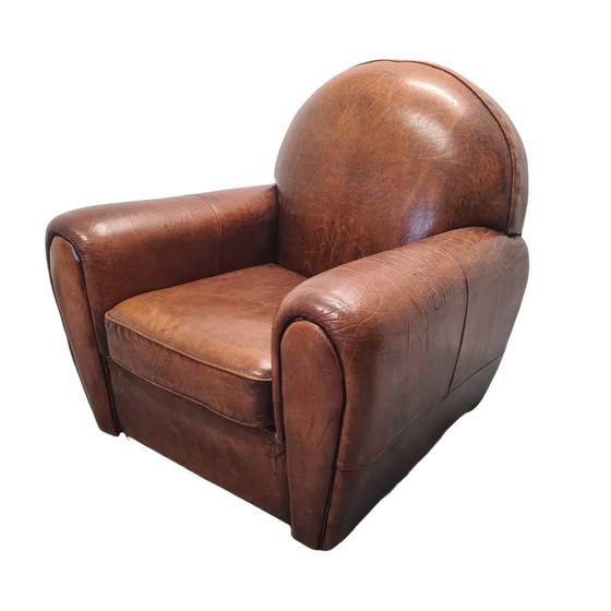 Image 1 of Art Deco Style Sheepskin Leather Armchair