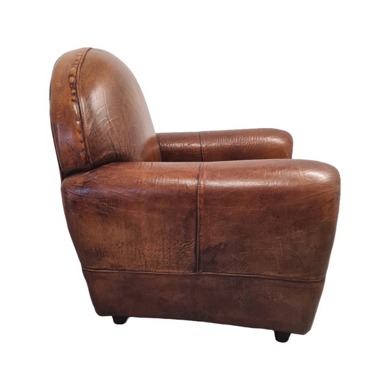 Image 1 of Art Deco Style Sheepskin Leather Armchair