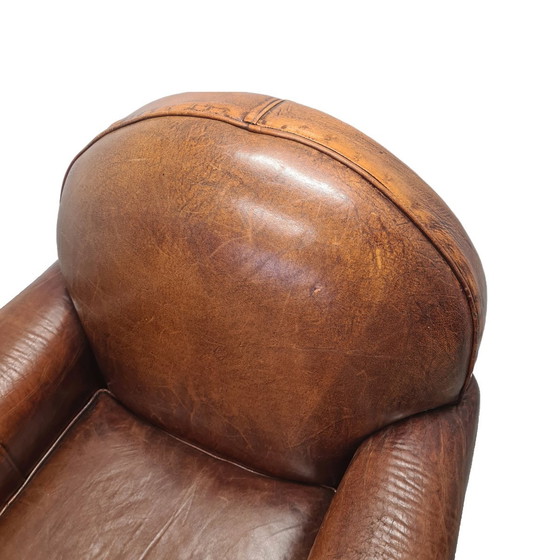 Image 1 of Art Deco Style Sheepskin Leather Armchair