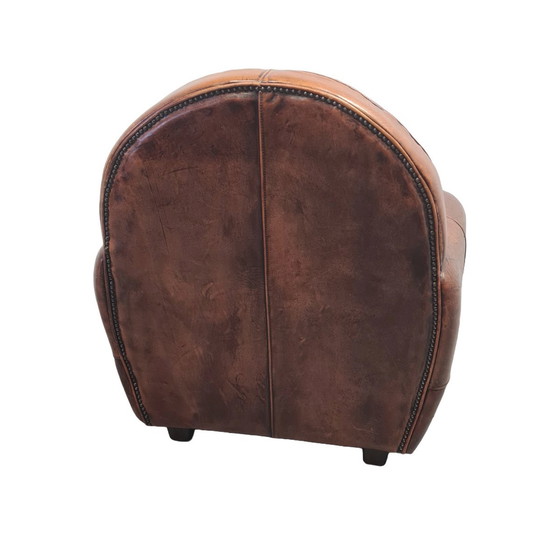 Image 1 of Art Deco Style Sheepskin Leather Armchair