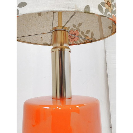 Image 1 of Vintage space age floor lamp in opaline glass and gilded brass, 1970