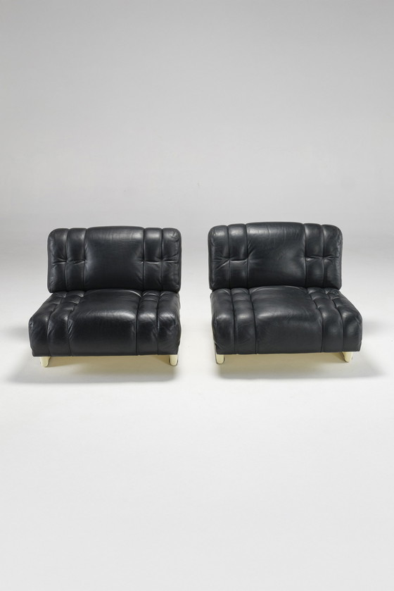 Image 1 of Pair Of Space Age Leather Chairs, Italy, 1970S