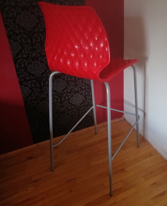 Image 1 of Francesco Geraci 'Uni' Red Designer Bar Stool, Metalmobile Italy 2002