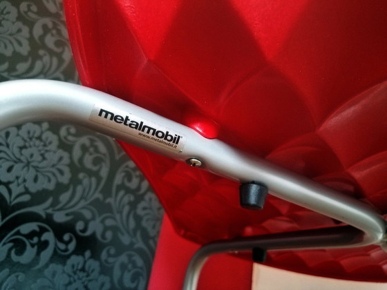 Image 1 of Francesco Geraci 'Uni' Red Designer Bar Stool, Metalmobile Italy 2002