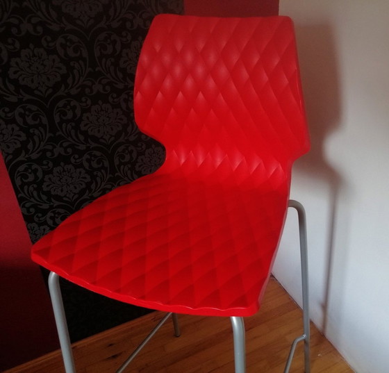 Image 1 of Francesco Geraci 'Uni' Red Designer Bar Stool, Metalmobile Italy 2002