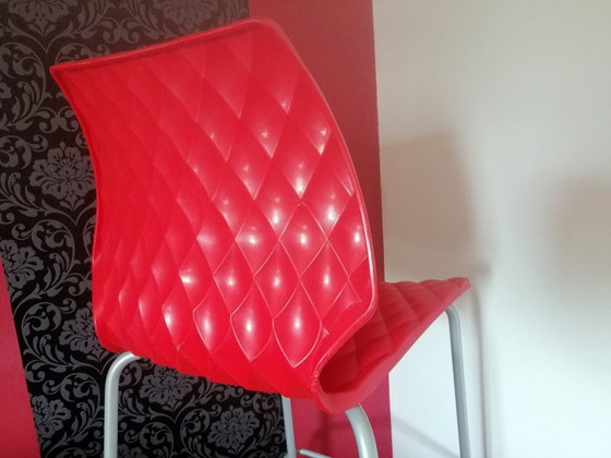 Image 1 of Francesco Geraci 'Uni' Red Designer Bar Stool, Metalmobile Italy 2002