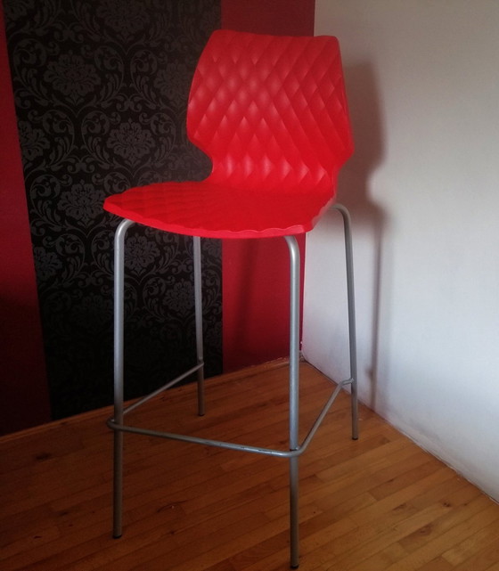 Image 1 of Francesco Geraci 'Uni' Red Designer Bar Stool, Metalmobile Italy 2002