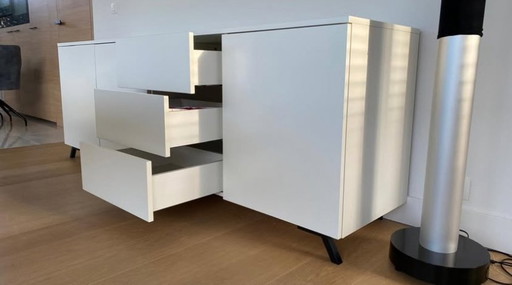 Stylish White Sideboard With Black Metal Legs