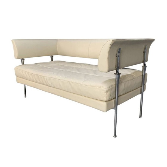 Image 1 of Vintage Hydra Castor 3-seater sofa in chrome steel and white leather by Luca Scacchetti for Casa Poltrona Frau
