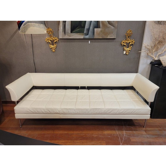 Image 1 of Vintage Hydra Castor 3-seater sofa in chrome steel and white leather by Luca Scacchetti for Casa Poltrona Frau