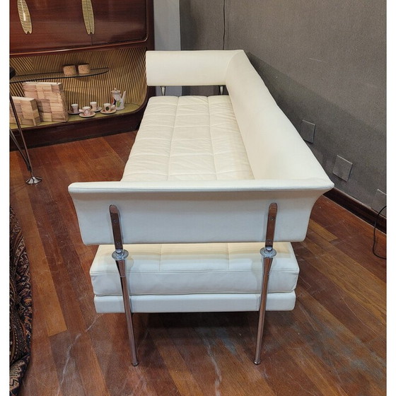 Image 1 of Vintage Hydra Castor 3-seater sofa in chrome steel and white leather by Luca Scacchetti for Casa Poltrona Frau