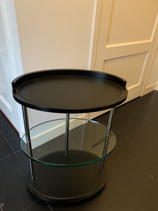 Zanotta Side Table V Leather And Glass