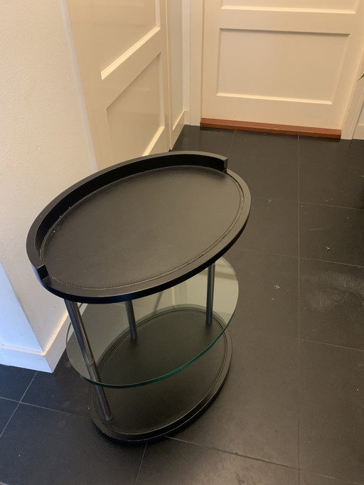 Zanotta Side Table V Leather And Glass