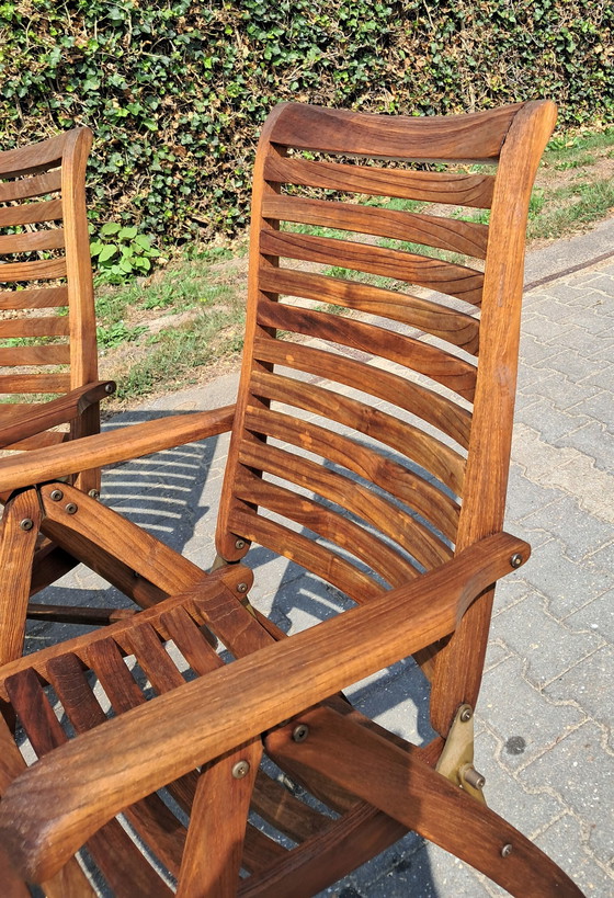 Image 1 of 4 Hattersley Collection teak booth chairs, folding