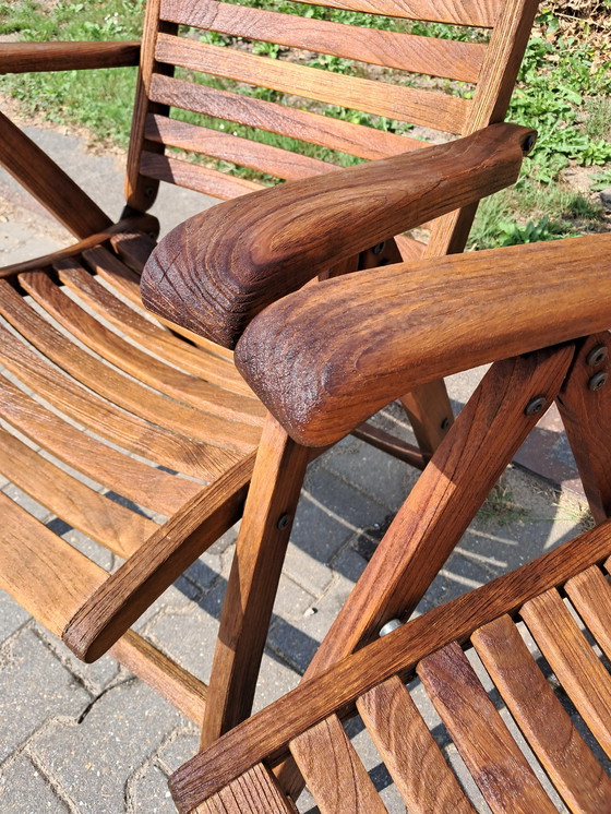 Image 1 of 4 Hattersley Collection teak booth chairs, folding