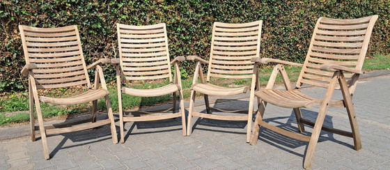 Image 1 of 4 chaises d'appoint en teck de la collection Hattersley, pliantes