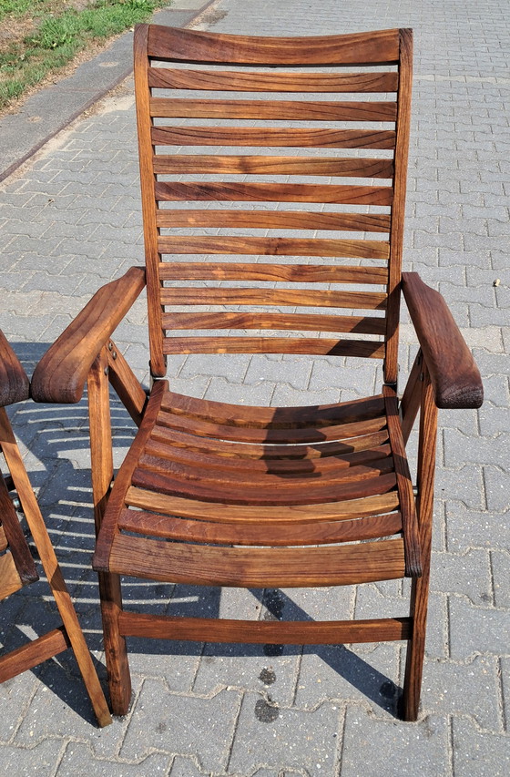 Image 1 of 4 Hattersley Collection teak booth chairs, folding