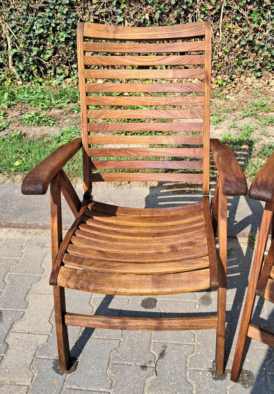 Image 1 of 4 Hattersley Collection teak booth chairs, folding