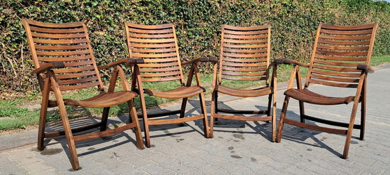 Image 1 of 4 chaises d'appoint en teck de la collection Hattersley, pliantes