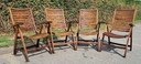 4 sedie reclinabili pieghevoli in teak della collezione Hattersley