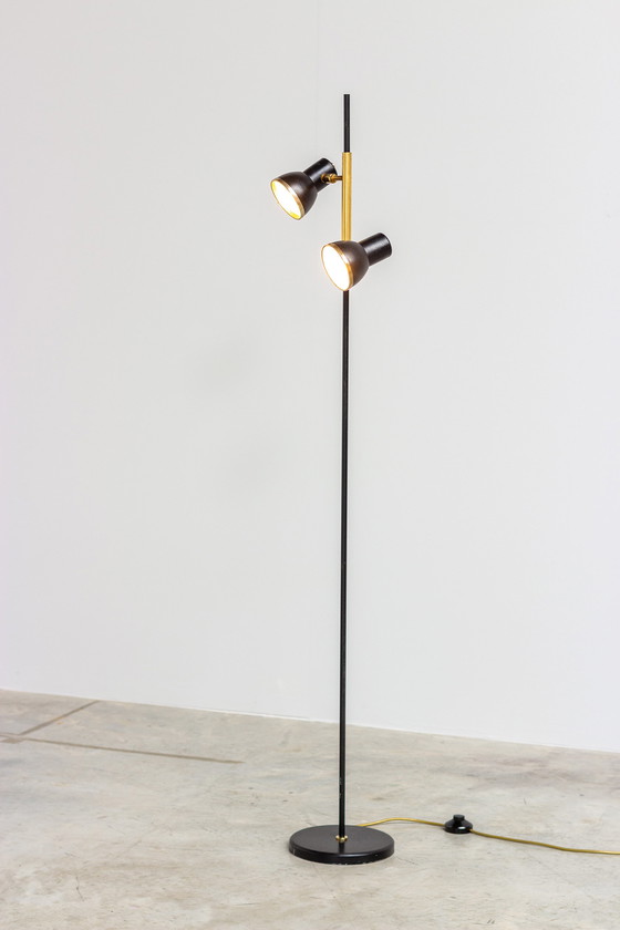 Image 1 of Italian Reading Light With Two Rotatable Black Shades 1960s