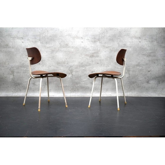 Image 1 of Pair of vintage Se68 side chairs in teak wood by Egon Eiermann for Wilde and Spieth, Germany