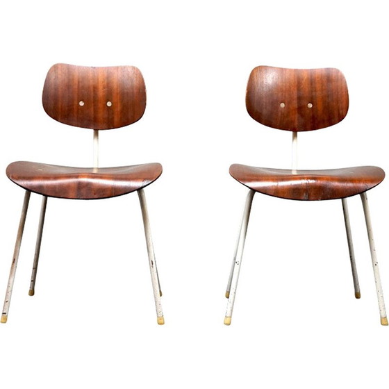 Image 1 of Pair of vintage Se68 side chairs in teak wood by Egon Eiermann for Wilde and Spieth, Germany