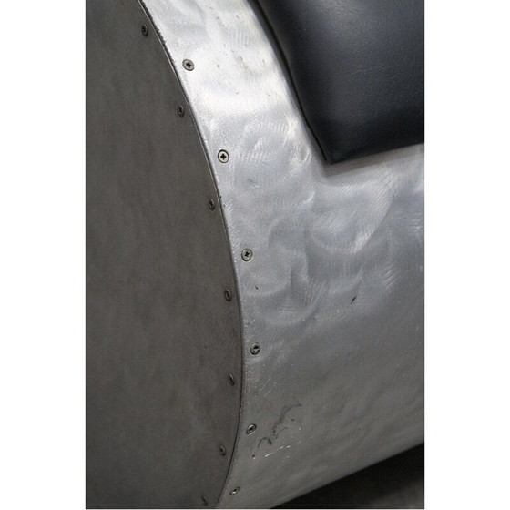 Image 1 of Poltrona e pouf vintage in alluminio e vinile, anni '70