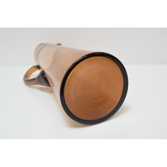 Image 1 of Art vintage Czech glass pitcher by Glasswork Novy Bor, 1950s