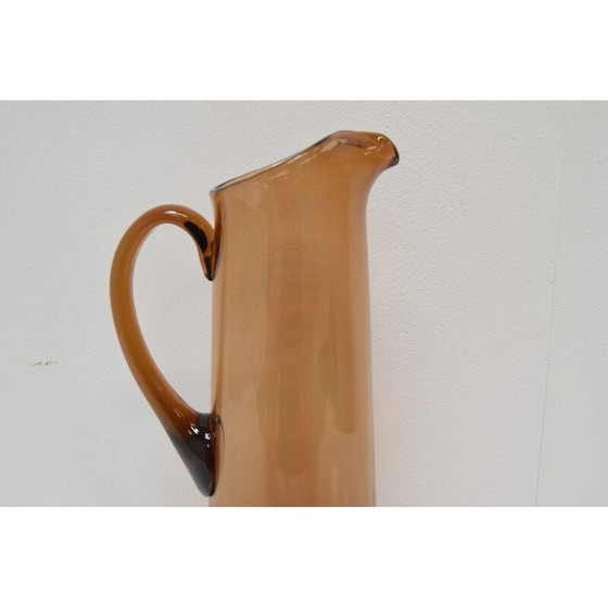 Image 1 of Art vintage Czech glass pitcher by Glasswork Novy Bor, 1950s