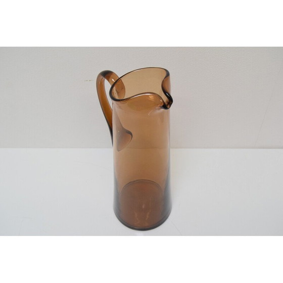 Image 1 of Art vintage Czech glass pitcher by Glasswork Novy Bor, 1950s