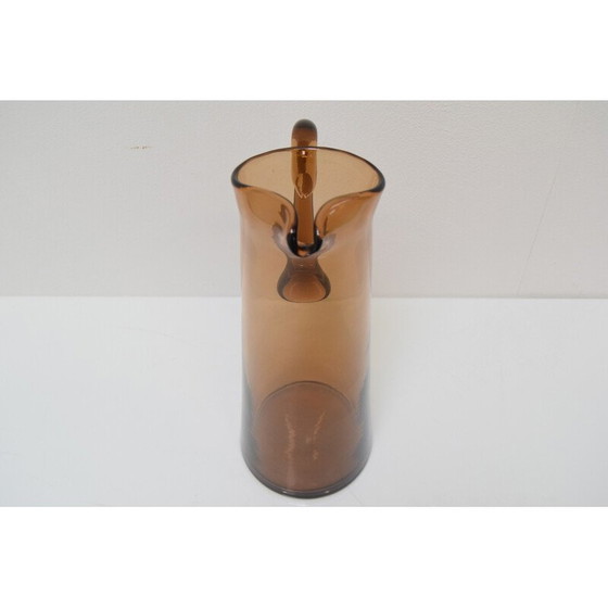 Image 1 of Art vintage Czech glass pitcher by Glasswork Novy Bor, 1950s