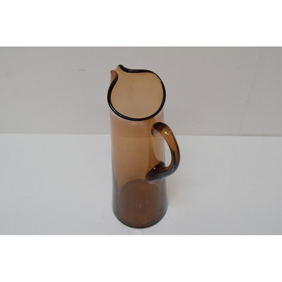 Image 1 of Art vintage Czech glass pitcher by Glasswork Novy Bor, 1950s
