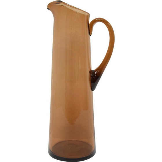 Image 1 of Art vintage Czech glass pitcher by Glasswork Novy Bor, 1950s