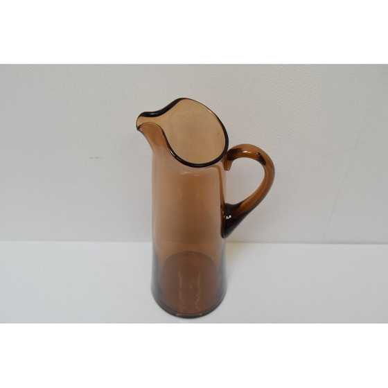 Image 1 of Art vintage Czech glass pitcher by Glasswork Novy Bor, 1950s