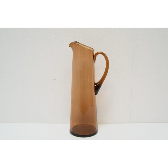 Image 1 of Art vintage Czech glass pitcher by Glasswork Novy Bor, 1950s